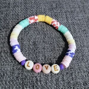 Colorful Beaded Bracelet with LOVE Charm